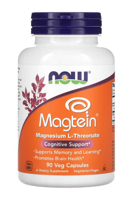 NOW Foods, Magtein, Magnesium L-Threonate, 90 كبسولة نباتية 