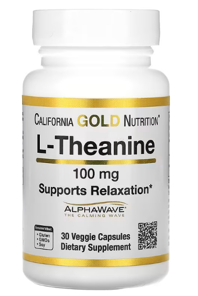 California Gold Nutrition, L-Theanine, Featuring AlphaWave, 100 mg, 30 كبسولة نباتية 