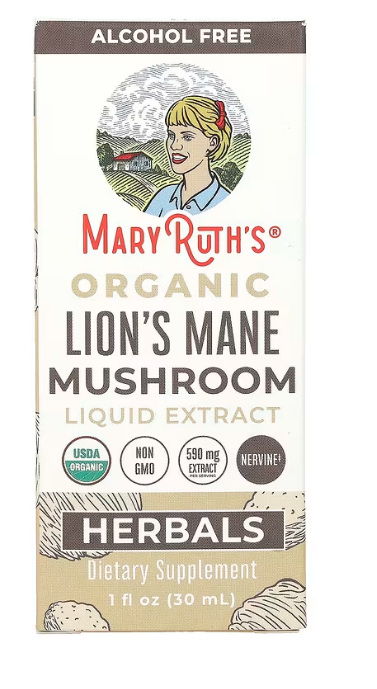 MaryRuth's, Organic Lion's Mane Mushroom Liquid Extract, Alcohol Free, 590 mg, 1 fl oz (30 ml)